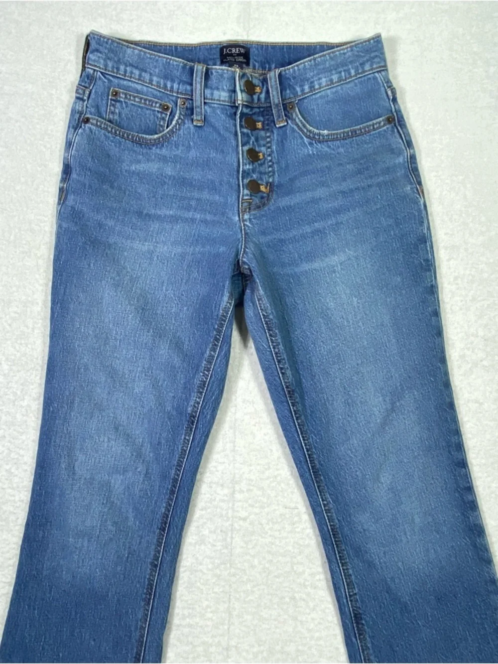 J.Crew Flare Cropped Jeans Women's Size 25 Blue Button Fly Mid Rise Casual Denim